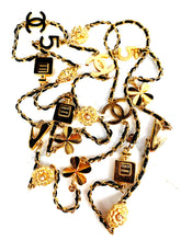 Load image into Gallery viewer, CHANEL EXTRA LONG LEATHER LACED 18 LUCKY CHARMS NECKLACE 1995