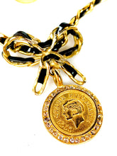 Load image into Gallery viewer, CHANEL 1995 BARBIE CRYSTAL COCO MEDALLION PATENT LEATHER CHOKER  NECKLACE BRACELET SET
