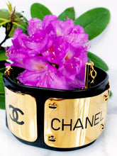 Load image into Gallery viewer, CHANEL MAGNIFICENT EXTRA WIDE LEATHER GOLD NAME PLATE PLAQUE HIPHOP CUFF BRACELET