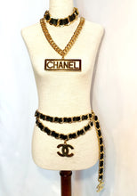Load image into Gallery viewer, CHANEL ICONIC MASSIVE CC LOGO LEATHER CHAIN VINTAGE BELT NECKLACE 42 inches