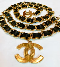 Load image into Gallery viewer, CHANEL ICONIC JUMBO LOGO LEATHER CHAIN BELT NECKLACE 38 INCHES
