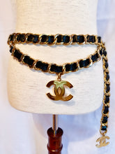 Load image into Gallery viewer, CHANEL ICONIC JUMBO LOGO LEATHER CHAIN BELT NECKLACE 38 INCHES