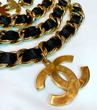 Load image into Gallery viewer, CHANEL ICONIC JUMBO LOGO LEATHER CHAIN BELT NECKLACE 38 INCHES