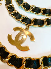 Load image into Gallery viewer, CHANEL ICONIC JUMBO LOGO LEATHER CHAIN BELT NECKLACE 38 INCHES