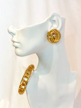 Load image into Gallery viewer, CHANEL LUCITE GOLD CC LOGO EARRINGS AND BANGLE SET DEMI PARURE