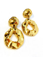 Load image into Gallery viewer, JACKY DE G FRANCE COUTURE GILT HUGE MODERN BAROQUE HOOP VINTAGE 1980's EARRINGS