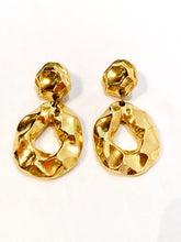 Load image into Gallery viewer, JACKY DE G FRANCE COUTURE GILT HUGE MODERN BAROQUE HOOP VINTAGE 1980's EARRINGS