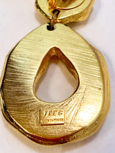 Load image into Gallery viewer, JACKY DE G FRANCE COUTURE GILT HUGE MODERN BAROQUE HOOP VINTAGE 1980's EARRINGS