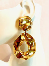 Load image into Gallery viewer, JACKY DE G FRANCE COUTURE GILT HUGE MODERN BAROQUE HOOP VINTAGE 1980's EARRINGS