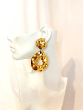 Load image into Gallery viewer, JACKY DE G FRANCE COUTURE GILT HUGE MODERN BAROQUE HOOP VINTAGE 1980's EARRINGS