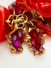 Load image into Gallery viewer, KALINGER PARIS DRAMATIC RED PINK FLORAL BOUQUET VINTAGE EARRINGS 1980's