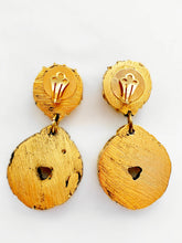 Load image into Gallery viewer, FRENCH DESIGNER MASSIVE AMBER RESIN HOOP EARRINGS UNSIGNED