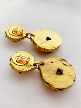 Load image into Gallery viewer, FRENCH DESIGNER MASSIVE AMBER RESIN HOOP EARRINGS UNSIGNED