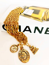 Load image into Gallery viewer, CHANEL RARE INTAGLIO CHARM 3 STRAND NECKLACE 1980s