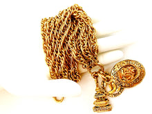 Load image into Gallery viewer, CHANEL RARE INTAGLIO CHARM 3 STRAND NECKLACE 1980s