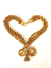 Load image into Gallery viewer, CHANEL RARE INTAGLIO CHARM 3 STRAND NECKLACE 1980s