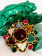 Load image into Gallery viewer, CHANEL RARE COUTURE GRIPOIX POURED GLASS GENUINE GEMSTONE 1995 BROOCH