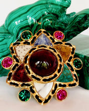 Load image into Gallery viewer, CHANEL RARE COUTURE GRIPOIX POURED GLASS GENUINE GEMSTONE 1995 BROOCH