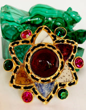 Load image into Gallery viewer, CHANEL RARE COUTURE GRIPOIX POURED GLASS GENUINE GEMSTONE 1995 BROOCH