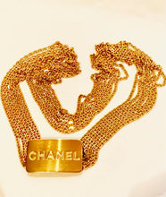 Load image into Gallery viewer, CHANEL LOGO BUCKLE 7 STRAND GILT CHAIN VINTAGE BELT