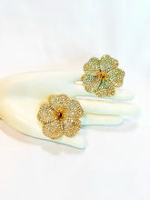 Load image into Gallery viewer, MONTY DON RARE 1980's CRYSTAL AND FAUX PEARL FLOWER EARRINGS NECKLACE DEMI PARURE SET