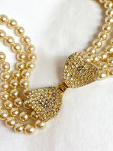 Load image into Gallery viewer, MONTY DON RARE 1980's CRYSTAL AND FAUX PEARL FLOWER EARRINGS NECKLACE DEMI PARURE SET