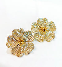 Load image into Gallery viewer, MONTY DON RARE 1980's CRYSTAL AND FAUX PEARL FLOWER EARRINGS NECKLACE DEMI PARURE SET