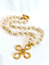 Load image into Gallery viewer, CHANEL RARE GRIPOIX GLASS PEARL NECKLACE WITH MASSIVE GILT CROSS 1993