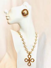 Load image into Gallery viewer, CHANEL RARE GRIPOIX GLASS PEARL NECKLACE WITH MASSIVE GILT CROSS 1993