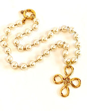Load image into Gallery viewer, CHANEL RARE GRIPOIX GLASS PEARL NECKLACE WITH MASSIVE GILT CROSS 1993