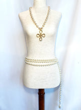 Load image into Gallery viewer, CHANEL RARE GRIPOIX GLASS PEARL NECKLACE WITH MASSIVE GILT CROSS 1993