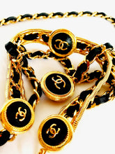Load image into Gallery viewer, CHANEL CHATELAINE DRAPED MEDALLION LEATHER LACED GILT CHAIN BELT NECKLACE