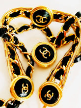 Load image into Gallery viewer, CHANEL CHATELAINE DRAPED MEDALLION LEATHER LACED GILT CHAIN BELT NECKLACE