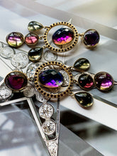 Load image into Gallery viewer, ZOE COSTE FRANCE 1980s VINTAGE CRYSTAL AND GLASS CABOCHON CHANDELIER EARRINGS