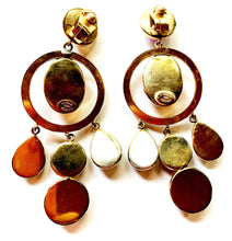 Load image into Gallery viewer, ZOE COSTE FRANCE 1980s VINTAGE CRYSTAL AND GLASS CABOCHON CHANDELIER EARRINGS