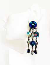 Load image into Gallery viewer, BUTLER & WILSON 1980s BLUE CRYSTAL CHANDELIER EARRINGS