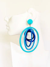 Load image into Gallery viewer, FRENCH VINTAGE 1980s MASSIVE ORBIT WOOD HOOP EARRINGS
