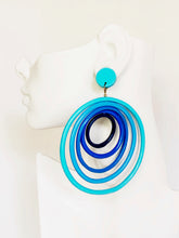 Load image into Gallery viewer, FRENCH VINTAGE 1980s MASSIVE ORBIT WOOD HOOP EARRINGS