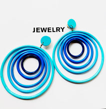 Load image into Gallery viewer, FRENCH VINTAGE 1980s MASSIVE ORBIT WOOD HOOP EARRINGS
