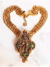 Load image into Gallery viewer, CHANEL MASSIVE EMERALD AND BERRY GRIPOIX POURED GLASS NECKLACE