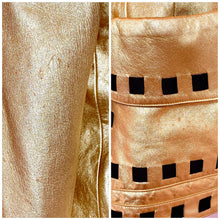 Load image into Gallery viewer, CHANEL ICONIC GOLD METALLIC LEATHER GROSGRAIN RIBBON RUNWAY JACKET COAT 1991