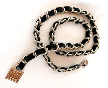 Load image into Gallery viewer, CHANEL BLACK LEATHER CHUNKY CHAIN BELT NECKLACE PRISTINE