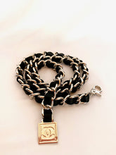 Load image into Gallery viewer, CHANEL BLACK LEATHER CHUNKY CHAIN BELT NECKLACE PRISTINE