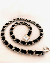 Load image into Gallery viewer, CHANEL BLACK LEATHER CHUNKY CHAIN BELT NECKLACE PRISTINE
