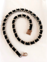 Load image into Gallery viewer, CHANEL BLACK LEATHER CHUNKY CHAIN BELT NECKLACE PRISTINE