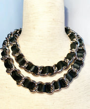 Load image into Gallery viewer, CHANEL BLACK LEATHER CHUNKY CHAIN BELT NECKLACE PRISTINE