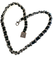 Load image into Gallery viewer, CHANEL BLACK LEATHER CHUNKY CHAIN BELT NECKLACE PRISTINE