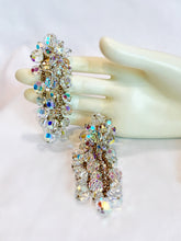 Load image into Gallery viewer, CHANEL HOLOGRAPHIC IRIDESCENT CRYSTAL MASSIVE RUNWAY EARRINGS 1990's