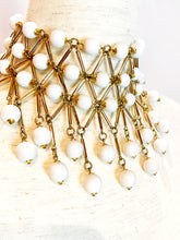 Load image into Gallery viewer, POGGI PARIS 1980'S SPECTACULAR NECKLACE EARRING DEMI PARURE SET MATTE WHITE AND GOLD