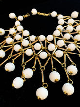 Load image into Gallery viewer, POGGI PARIS 1980'S SPECTACULAR NECKLACE EARRING DEMI PARURE SET MATTE WHITE AND GOLD